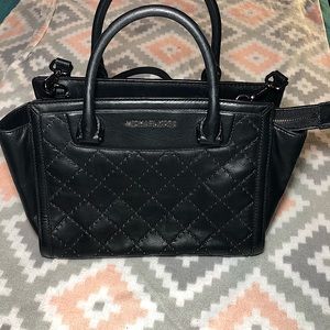 Michael Kors Designer Black Leather Quilted Selma Satchel
